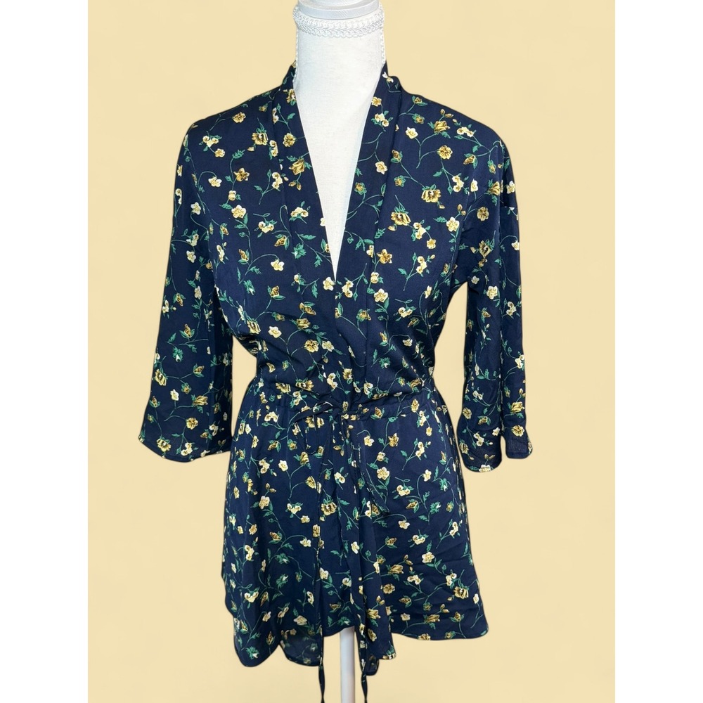 SOHO GIRLS Navy & Yellow Floral High-Low Dress - Adjustable Cinch Front